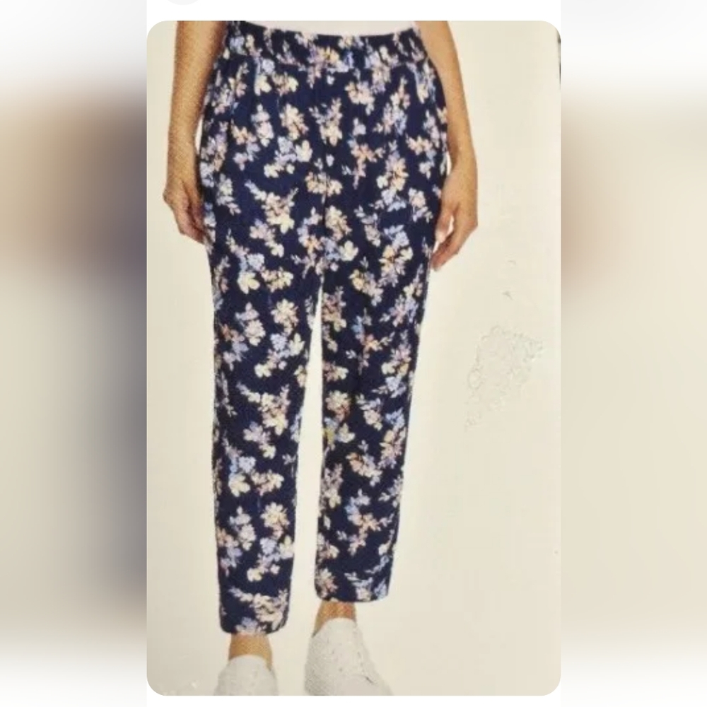 Jessica Simpson Womens Navy Floral Pull-On Pants Size XXL